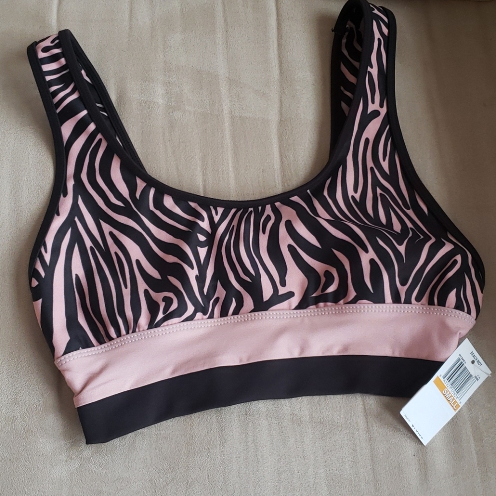 Beach riot zebra print sports bra size small